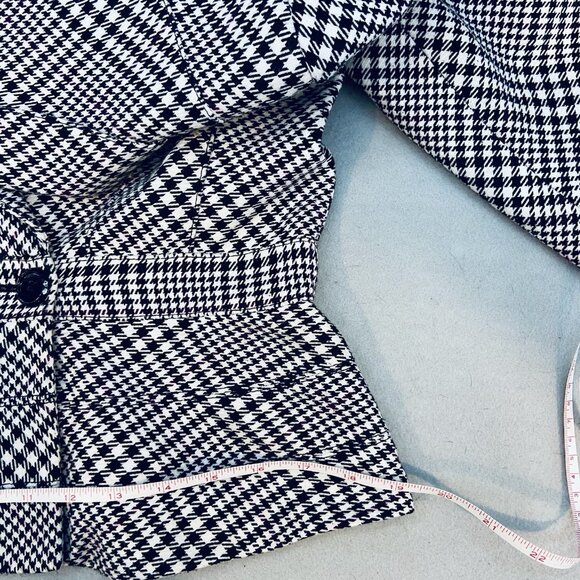 WHBM Black White Houndstooth Fitted Peplum Blazer SZ 6 Classic Feminine - Picture 10 of 12